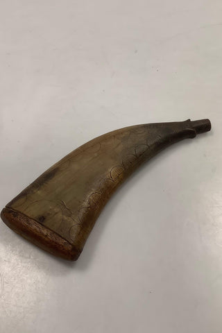 Antique powder horn made of horn