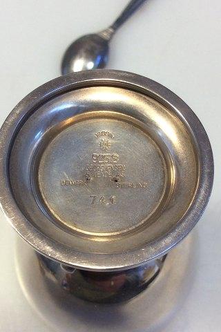 Georg Jensen キングスターリングシルバーマスタードボウル（エナメル＆スプーン） No 741