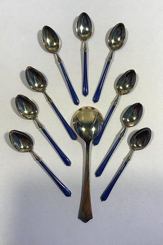 Enamelled Sterling Silver Set of Spoons (9+1)