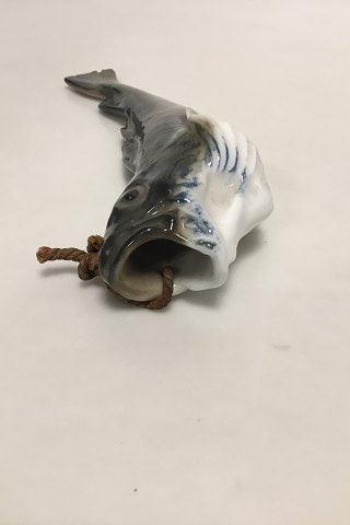 Royal Copenhagen Art Nouveau Hanging Vase in shape of a Cod No 458 unique painted by Oluf Jensen