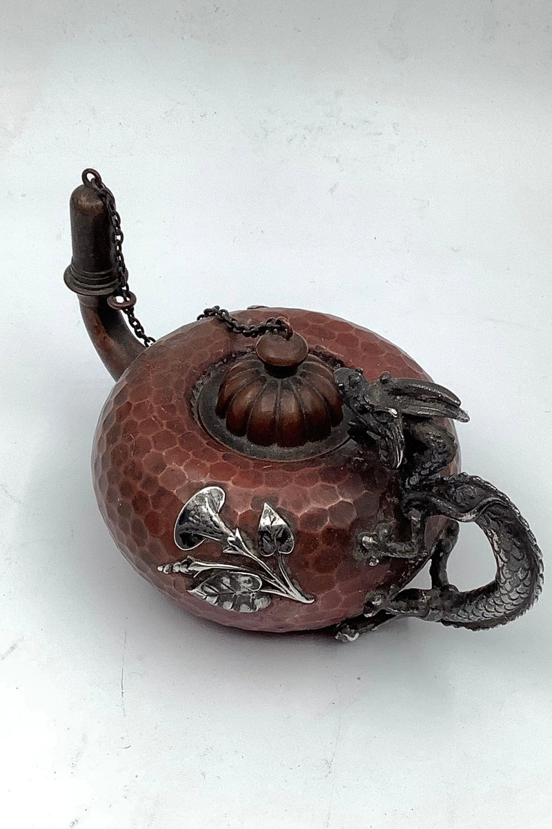 Gorham Mixet Metal Sølv / Kobber Olie Lampe Art Nouveau