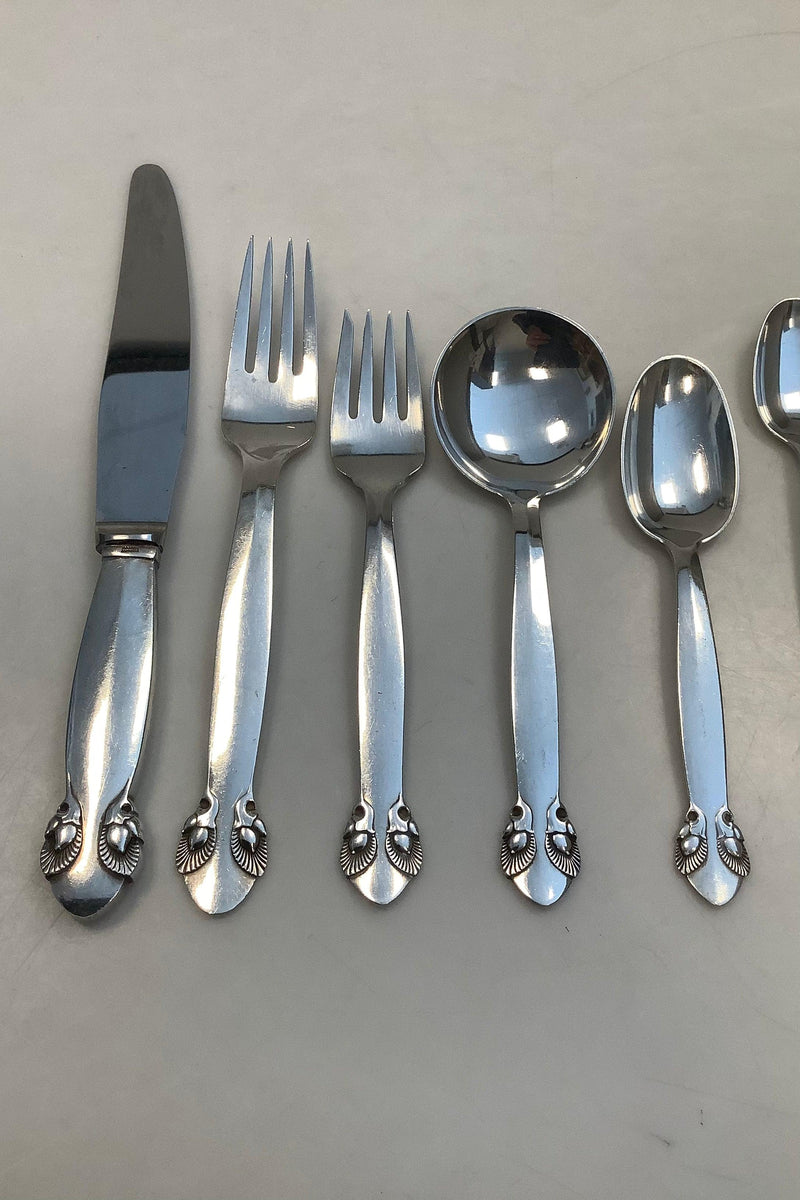 Georg Jensen Sterling Silber Kiefer Besteck Set für 12 Personen 95p
