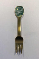 A. Michelsen Weihnachtskuchengabel 1983 Vergoldetes Sterlingsilber mit Emaille