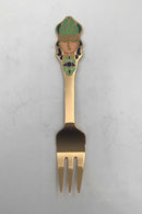 A. Michelsen Julekagegaffel 1982 I forgyldt Sterling Sølv med emalje