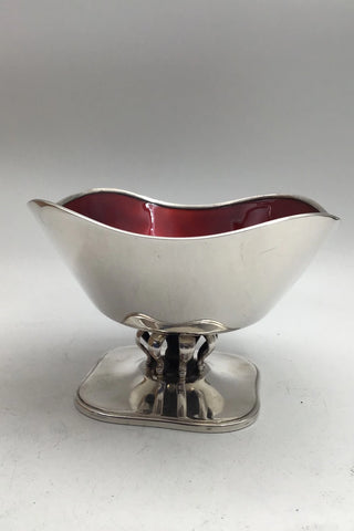 C. C. Hermann Sterling Sølv Skål på fod F52 (Rød Emalje)