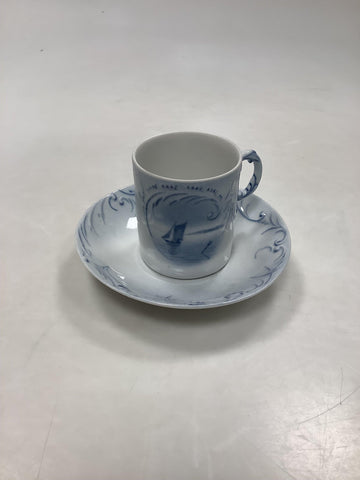 Bing und Grondahl Jugendstil-Tasse mit Schiffsmotiv