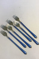 Egon Lauridsen (ELa) Sterling Sølv / Emalje Østersgafler Forgyldt (6)