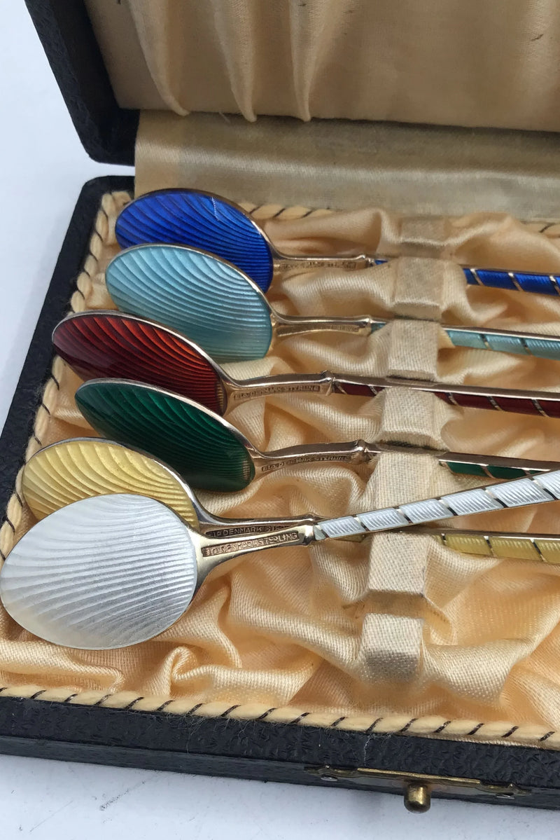 Egon Lauridsen (ELa) Sterling Sølv/Emalje Moccaskeer Forgyldt(6)