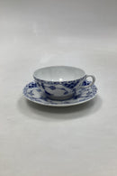 Royal Copenhagen Blue Fluted Half Lace Coffee and Saucer No. 527