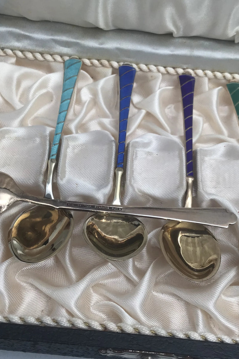 Egon Lauridsen (ELa) Sterling Sølv/Emalje Moccaskeer Forgyldt(6