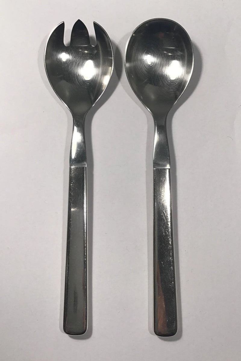 Georg Jensen Sterling Silver/Steel Ornamental Modern Salad Set