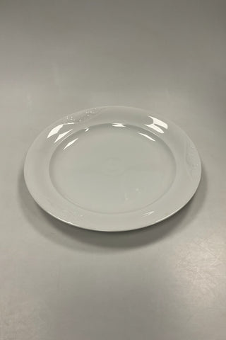 Royal Copenhagen Hvid Magnolia med glaseret relief Stort Rundt Serveringsfad No 376