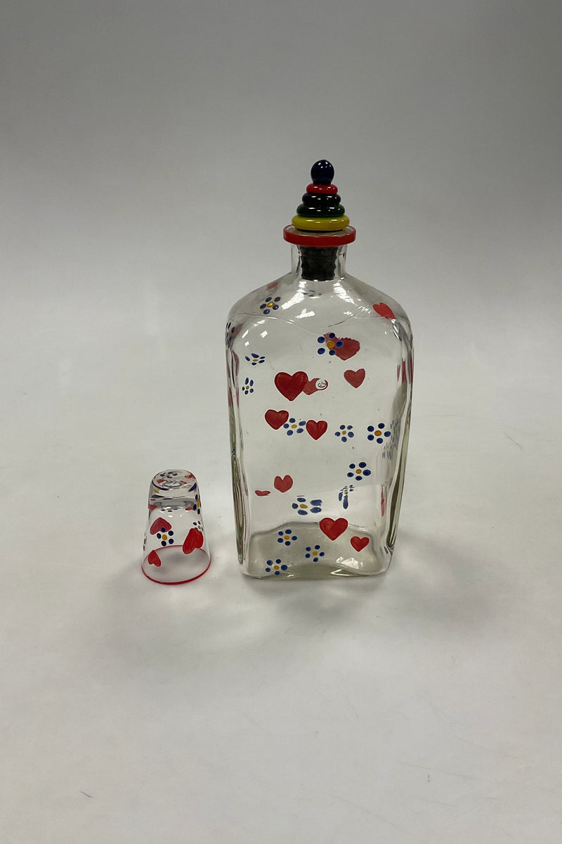 Holmegaard Jacob Bang Kantineflaske med 1 glas Hjerter