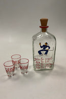 Holmegaard Jacob Bang Kantineflaske med 3 glas Sømand