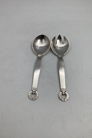 Georg Jensen Sterling Silver Small Salad Set Ornamental