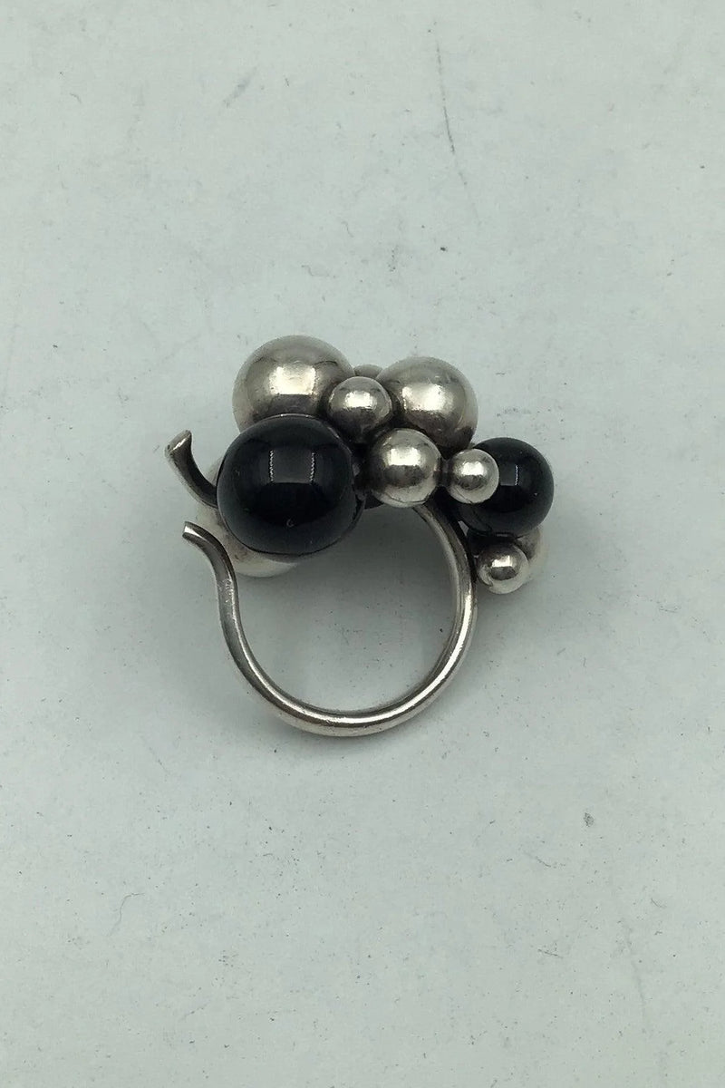 Georg Jensen Sterling Silver Onyx Moonlight Grape Ring（ジョージ