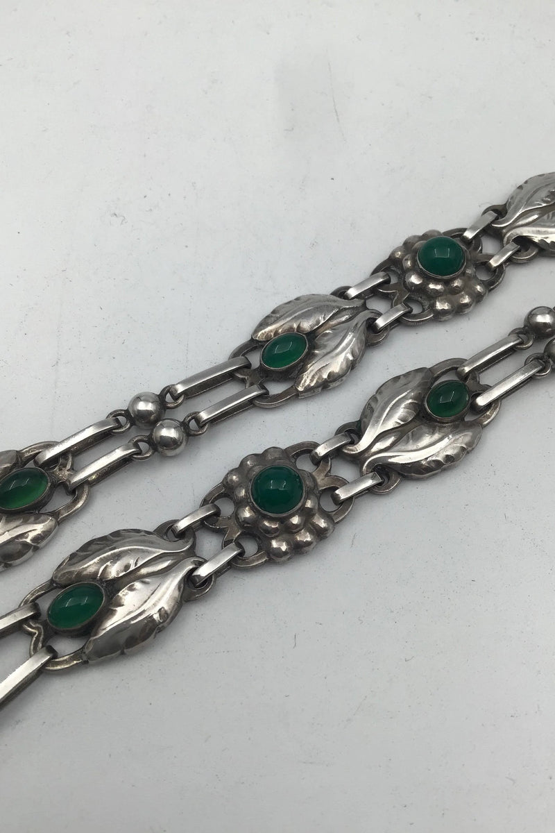 Georg Jensen Sølv Halskæde No. 1 Grønne Sten (1915-1927)