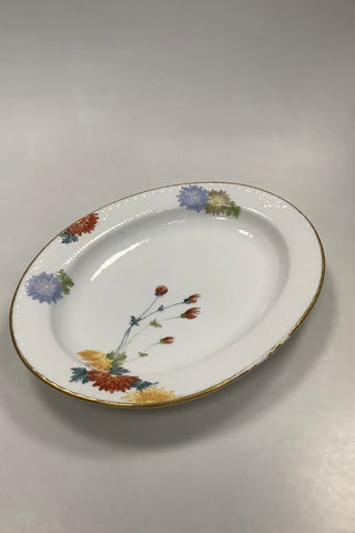 Royal Copenhagen Stel No 93 Hvid Halvblonde m. Blomster og Guldkant Ovalt Fad