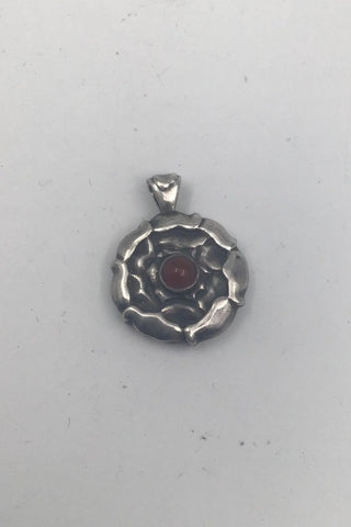 Georg Jensen Sterling Sølv Vedhæng No 238 Månedssmykke G Juli Karneol