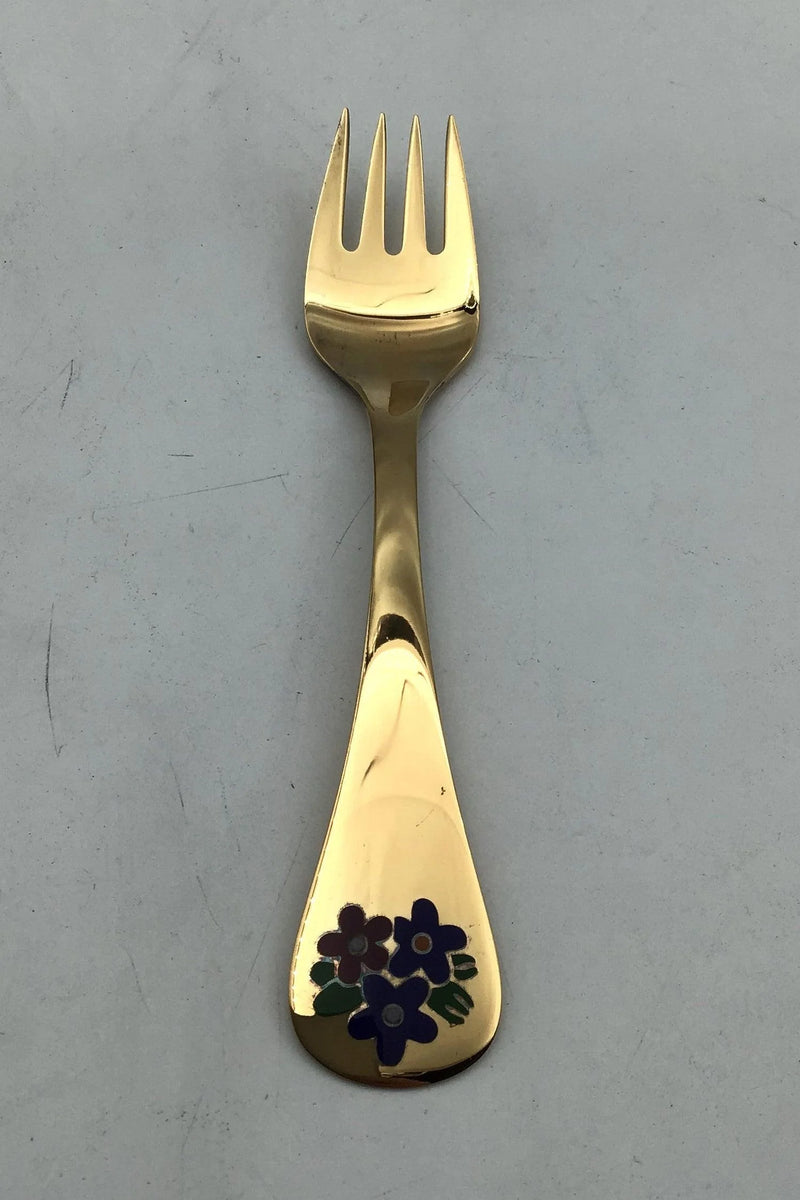 Georg Jensen Årsgaffel 1992 Forgyldt Sterling Sølv med emalje.