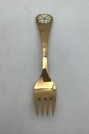 Georg Jensen Årsgaffel 1981 Forgyldt Sterling Sølv med emalje.