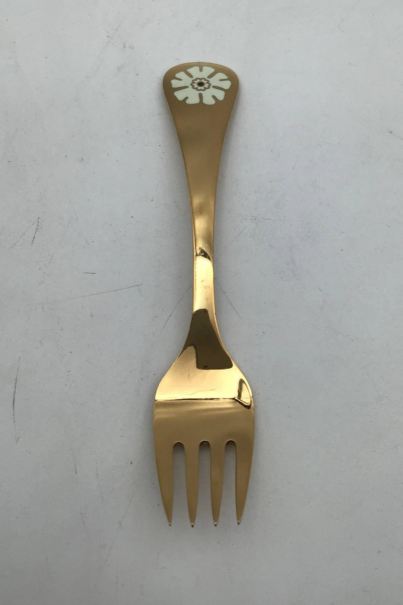 Georg Jensen Årsgaffel 1981 Forgyldt Sterling Sølv med emalje.