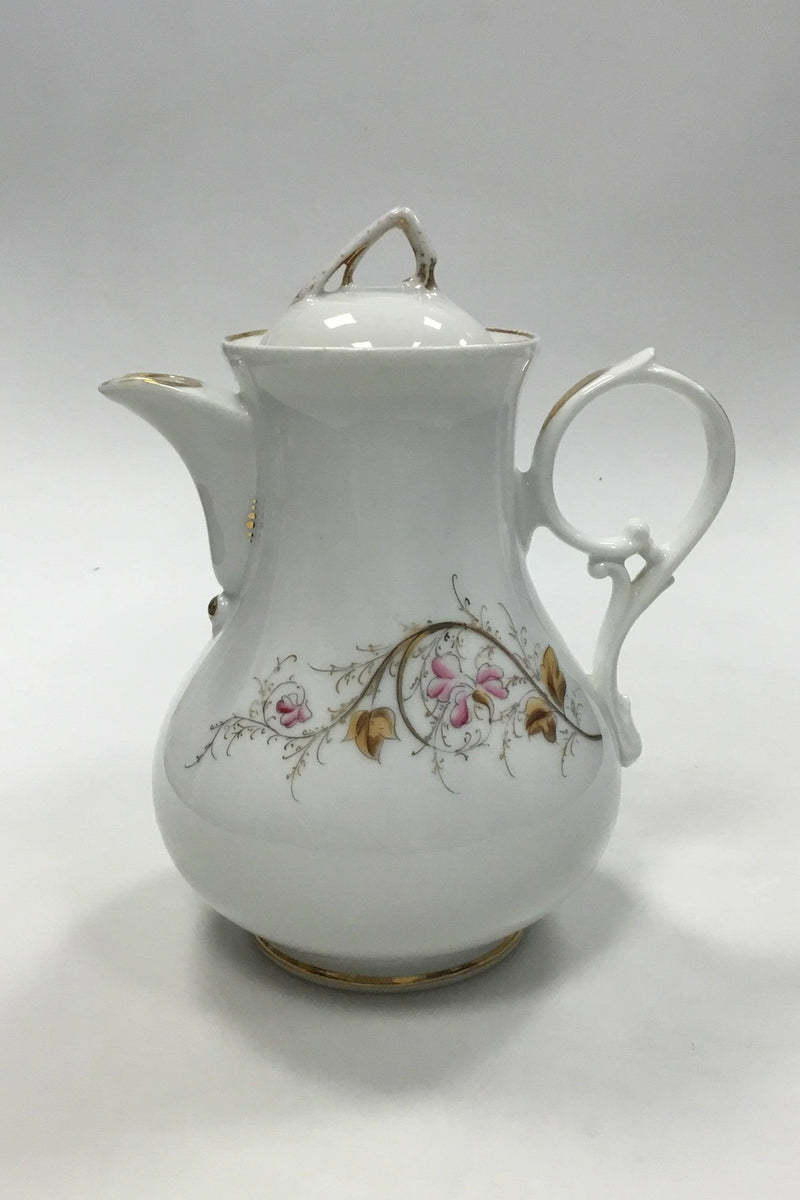 Bing & Grøndahl Hvid porcelænskaffekande med blomsterdekoration og guld. Måler 22 cm(8 21/32 in.)