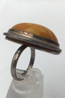 Sterling Sølv Ring med Rav