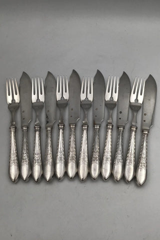 Dänisches Empire Silber Fischbesteck Set (12)