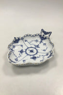 Royal Copenhagen Blaue geriffelte blattförmige Schale Nr. 1076.