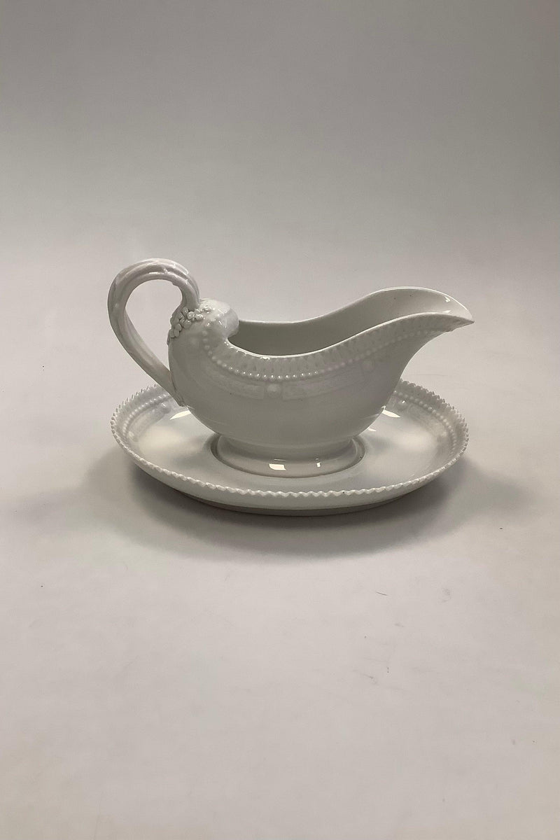 Royal Copenhagen White Flora Danica Pearl Pattern  Gravy Bowl No 3556 Measures 23 cm x 15 cm (9 1/16" x 5 29/32") Marked as second sorting