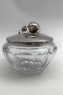 Georg Jensen & Wendel Sterling Sølv Magnolia Sølvlåg No. 2C og Baccarat Krystal Confiture Glas