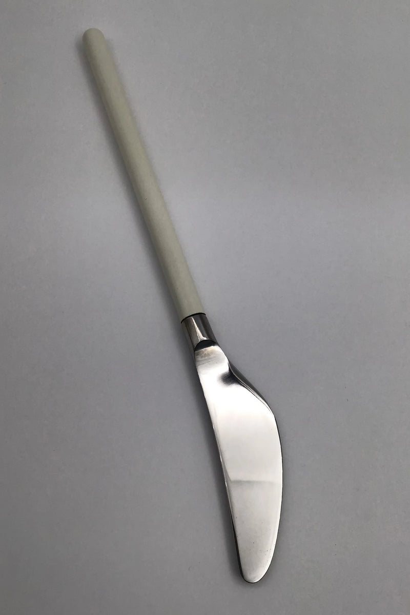 Hans Hansen Amalie Spisekniv i Sølvplet med Hvid Emalje Håndtag