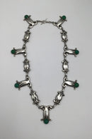 Georg Jensen 826 Sølv Halskæde No. 6 (Grøn Agat) (1909-1914)