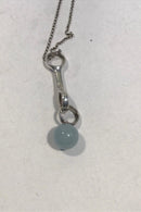 Georg Jensen Sterling Sølv Sphere Halskæde med vedhæng med lyseblå sten