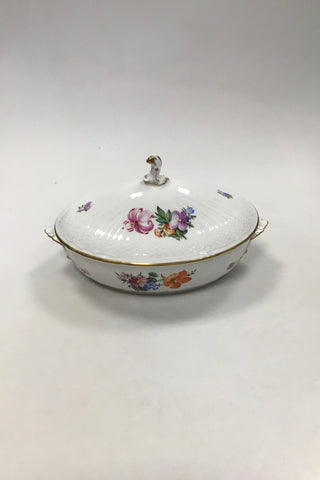 Royal Copenhagen Saksisk Blomst Let Oval lågskål No. 1702