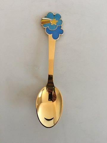 A. Michelsen Christmas Spoon 1975 Gilded Sterling Silver with Enamel