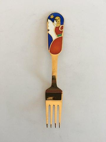 A. Michelsen 1989 Julegaffel Forgyldt Sterling Sølv med Emalje