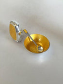 Anton Michelsen Salt & Pepper set in Sterling Silver with yellow enamel.