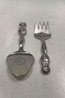 Georg Jensen Sølv Ornamental Fiske Serveringsgaffel og spade  No 55