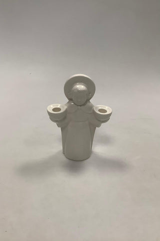 Aluminia Hvid Juleengel Lysestage No. 2283