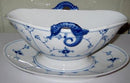 Bing & Grondahl Blue Traditional Blue Fluted Sauceboat with underplate No 8