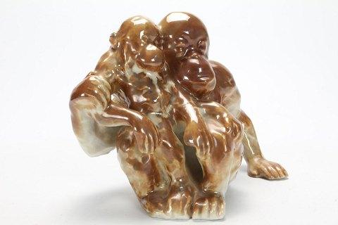 ビング＆グロンダール ストーンウェア フィギュア ラスターグレーズ ゴーギャン/クヌードキュン モンキーウィズヤング