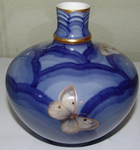 Bing & Grondahl Unique Art Nouveau Vase by K. Bussinius and gold by Theodor Larsen