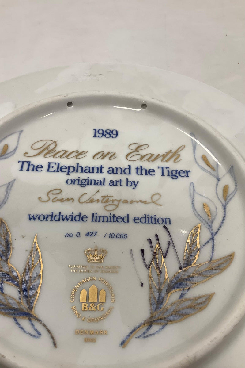 Bing og Grøndahl Peace on Earth Platte 1989 Elefant og Tiger