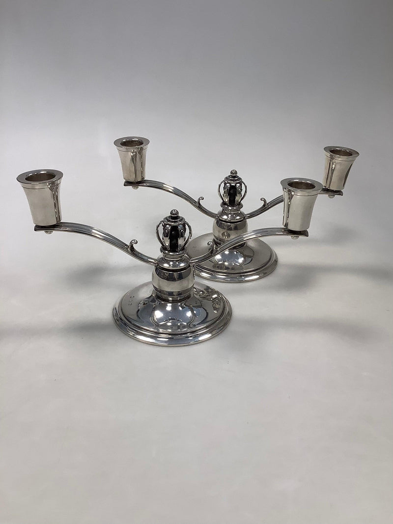 Gran og Laglye Sølv Art Deco 2 Armet Lysestage (Par)