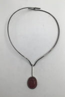 Dansk Sterling Sølv Halsring med Skarabæ vedhæng