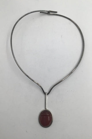 Dansk Sterling Sølv Halsring med Skarabæ vedhæng