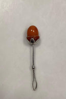 Zigarettenspitze in Silber mit bernsteinfarbener Perle