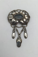 Evald Nielsen Art Nouveau Sølv Broche (Månesten)